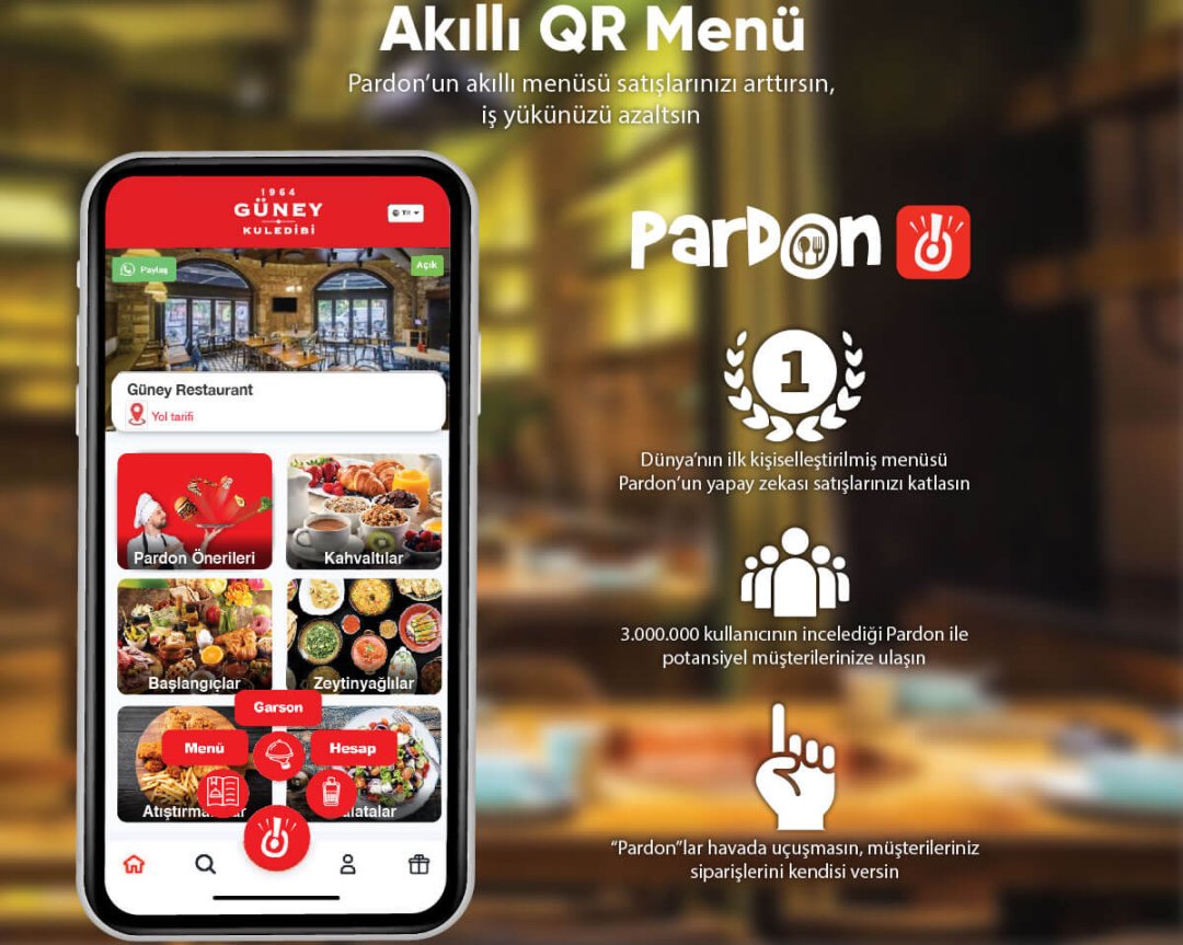 Restoran, Cafe ve Oteller İçin Pardon Akıllı QR Menü