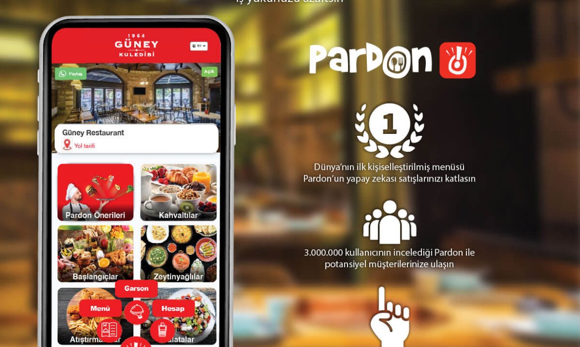 Pardon akıllı qr menü İstanbul Güney Restoran Kategori sayfası